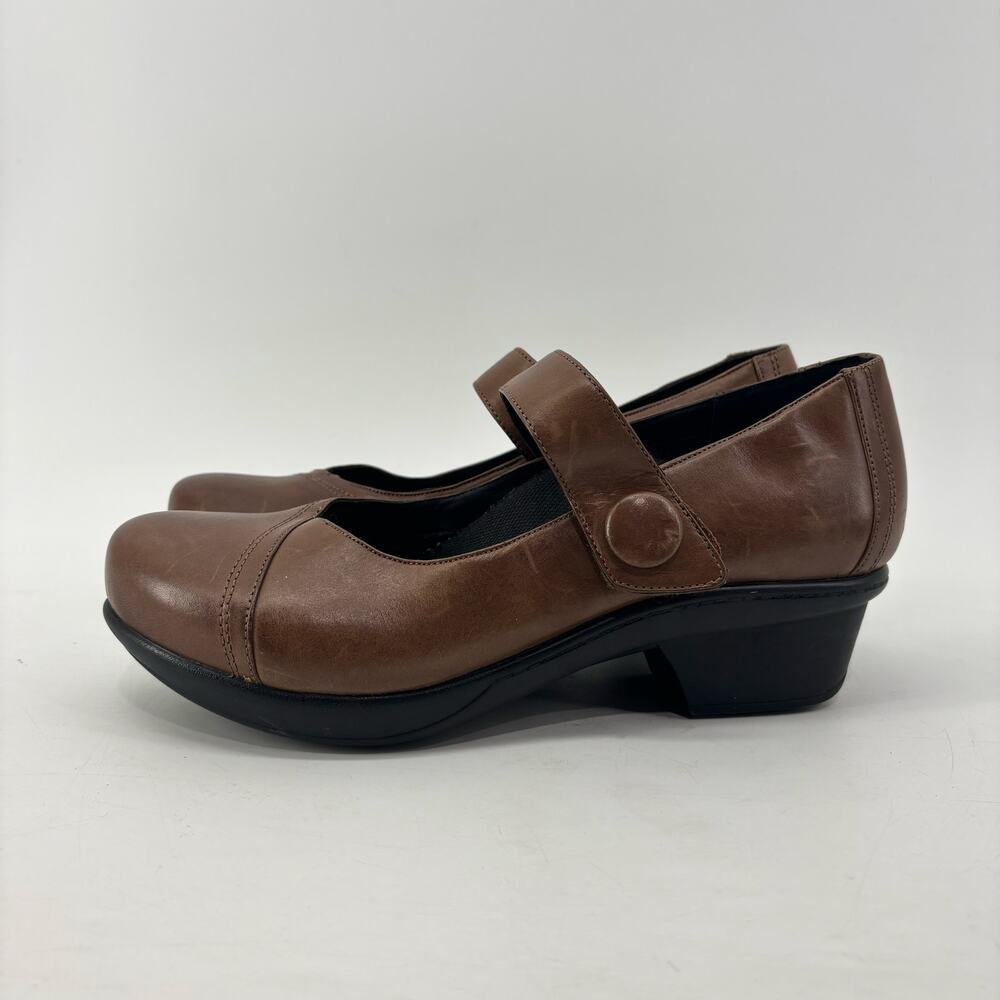 Abeo Womens Size 9 Cate Mary Jane Brown Leather Comfort Hook & Loop